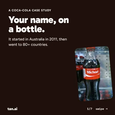 A Coca-Cola case study. Your name, on a bottle. It started in Australia in 2011, then went to 80+ countries.