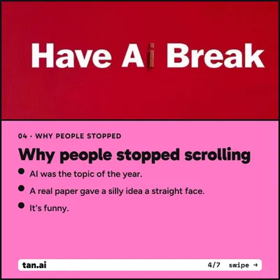Why people stopped scrolling. AI was the topic of the year. A real paper gave a silly idea a straight face. It's funny.